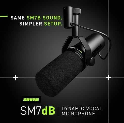 Shure | Dinaminis vokalinis mikrofonas su įmontuotu pirminiu stiprintuvu | SM7DB | Juodas