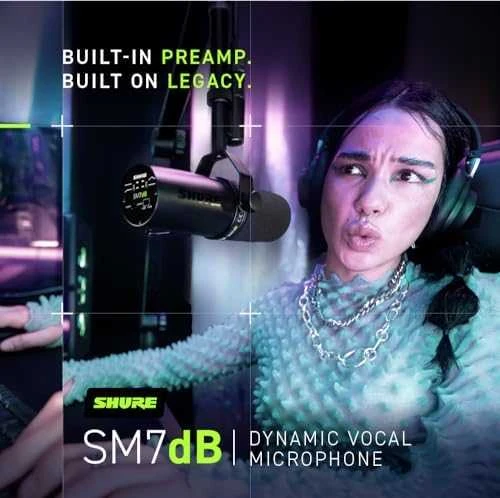 Shure | Dinaminis vokalinis mikrofonas su įmontuotu pirminiu stiprintuvu | SM7DB | Juodas