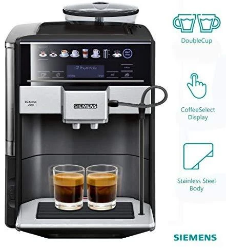 SIEMENS Kavos aparatas TE655319RW Slėgis 15 bar, Su pieno plakikliu, Automatinis, 1500 W, Juodas