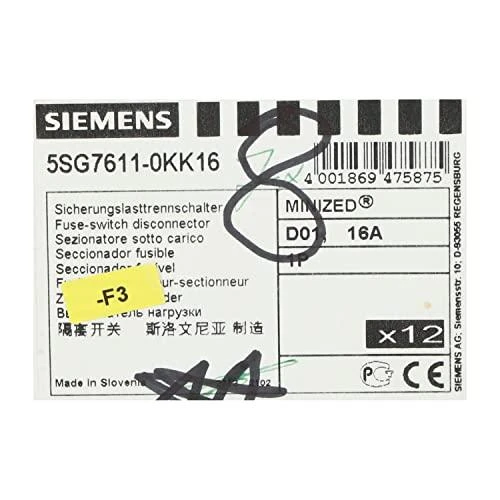 „Siemens“ saugiklių jungiklis 16A 1P D01 (5SG7611-0KK16)