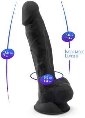 Silexd didelis juodas veninis dildo su siurbtuku 17,7 cm