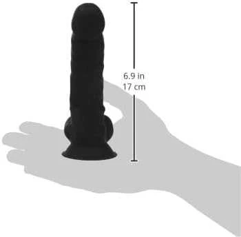 Silexd didelis juodas veninis dildo su siurbtuku 17,7 cm