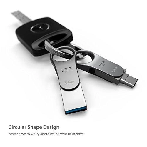 Atmintukas Silicon Power Mobile C80 64GB USB 3.0 Type-C Sidabrinis