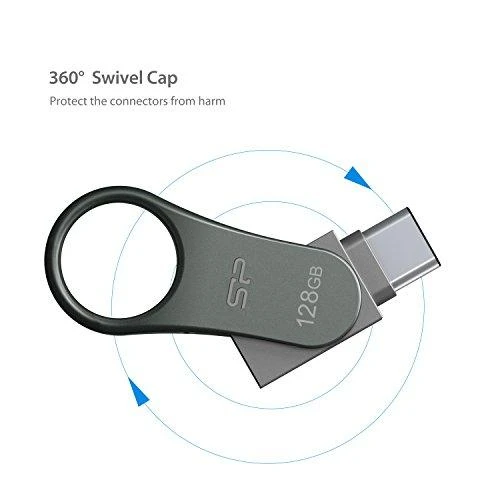 Atmintukas Silicon Power Mobile C80 64GB USB 3.0 Type-C Sidabrinis