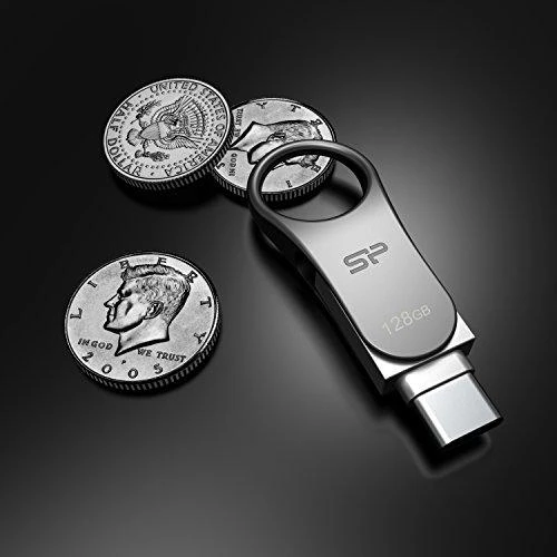 Atmintukas Silicon Power Mobile C80 64GB USB 3.0 Type-C Sidabrinis