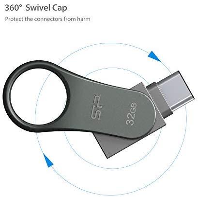 Silicon Power Mobile C80 USB atmintukas 32 GB USB Type-A / USB Type-C 3.2 Gen 1 (3.1 Gen 1) Titanas