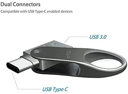 „Silicon Power Mobile C80“ USB atmintinė 128 GB A tipo USB / C tipo USB 3.0 (3.1 Gen 1) Titanium