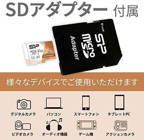 Silicon Power Superior Pro 256 GB, micro SDXC, Flash atminties klasė 10, su adapteriu, C10,UHS-I U3, A1, V30
