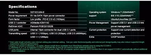 SilverStone BA504 SST-EC04-E PCIe plokštė, skirta 2 vidinėms/išorinėms USB 3.0 jungtims