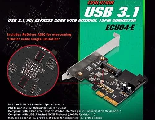 SilverStone BA504 SST-EC04-E PCIe plokštė, skirta 2 vidinėms/išorinėms USB 3.0 jungtims