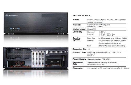 PC korpusas Silverstone SST-GD04B USB 3.0 Grandia HTPC Micro ATX, Juodas