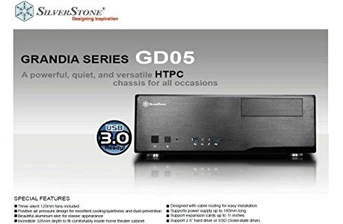 SilverStone Grandia 05 Kompiuterio važiuoklė USB 3.0 x 2, Mic x1, Spk x1, Juodas, Micro ATX, Maitinimo blokas Komplekte Ne