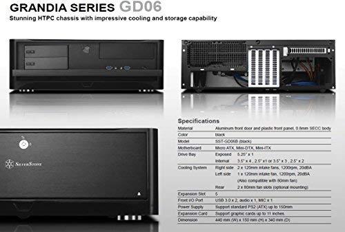 PC korpusas Silverstone SST-GD06B Grandia HTPC Micro ATX, Juodas