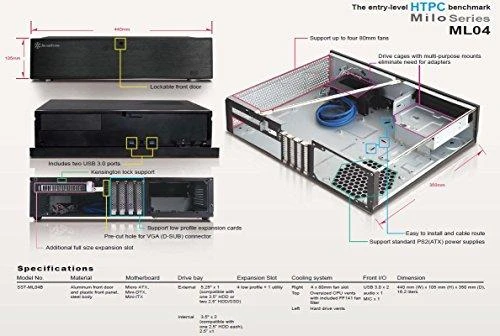 SilverStone Milo 04 Kompiuterio važiuoklė USB 3.0 x 2, Mic x1, Spk x1, Juodas, Micro ATX, Maitinimo šaltinis Komplekte Ne
