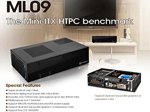 PC korpusas Silverstone Silent SST-ML09B Milo Slim HTPC Mini-ITX, juodas