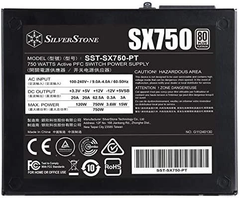 „SilverStone SST-SX750-PT V.1.1 SFX“ maitinimo šaltinis 80 PLUS Platinum, modulinis – 750 vatų