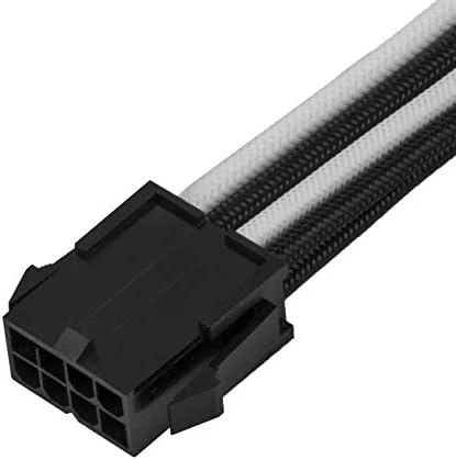 SilverStone PP07E-PCIBW 8-Pin-PCIe to 6+2-Pin-PCIe Extension, 250mm - juodos spalvos/baltos spalvos