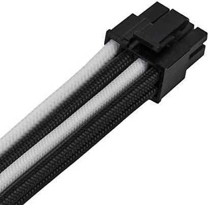 SilverStone PP07E-PCIBW 8-Pin-PCIe to 6+2-Pin-PCIe Extension, 250mm - juodos spalvos/baltos spalvos