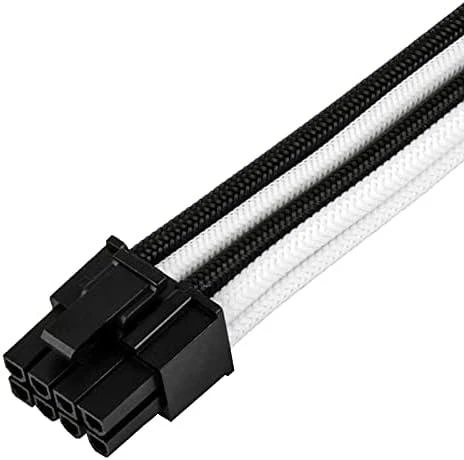 SilverStone PP07E-PCIBW 8-Pin-PCIe to 6+2-Pin-PCIe Extension, 250mm - juodos spalvos/baltos spalvos