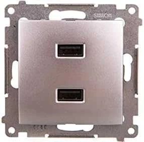 Kontakt Simon Įkroviklis 2XUSB 2.1A, 5V Sidabrinis SIMON5