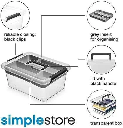ORPLAST konteineris su dangteliu ir 4 skyreliais su rankena SimpleStore 12,5 l