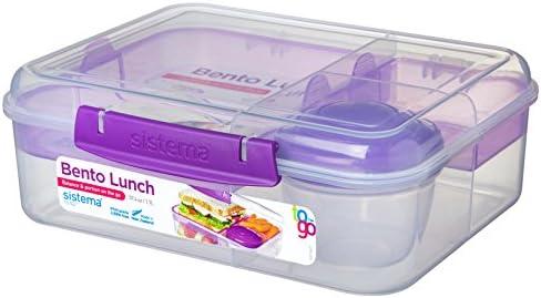Sistema Bento To Go 1650ml: Dėžutė maistui su 5 skyreliais ir puodeliu