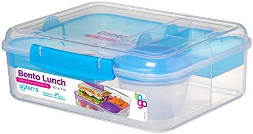 Sistema Bento To Go 1650ml: Dėžutė maistui su 5 skyreliais ir puodeliu