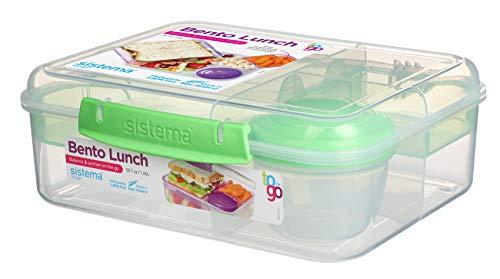 Sistema Bento To Go 1650ml: Dėžutė maistui su 5 skyreliais ir puodeliu