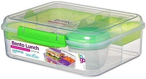 Sistema Bento To Go 1650ml: Dėžutė maistui su 5 skyreliais ir puodeliu