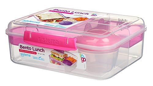 Sistema Bento To Go 1650ml: Dėžutė maistui su 5 skyreliais ir puodeliu