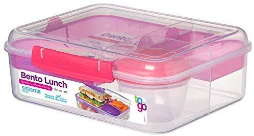 Sistema Bento To Go 1650ml: Dėžutė maistui su 5 skyreliais ir puodeliu