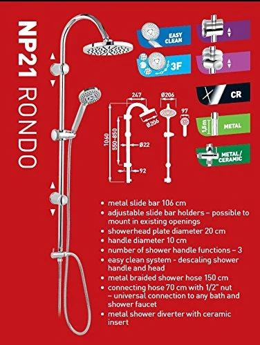 Ferro Rondo dušo komplektas su chromuota dušo galvute (NP21)
