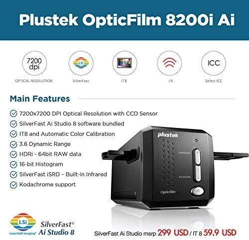 Skeneris Skaner Plustek OpticFilm 8200-AI CCD (PLUSOF8200IAI)