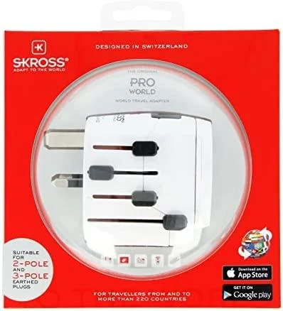 Skross PRO World kelioninis adapteris pakuotėje