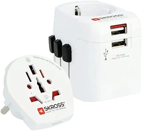 Skross Pro Light adapteris su dviem USB jungtimis