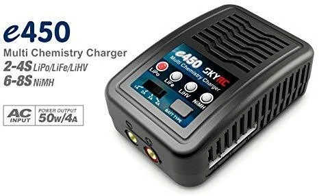 SkyRC e450 įkroviklis skirtas 6-8S LiPo / LiFe / LiHV 2-4S / NiMH