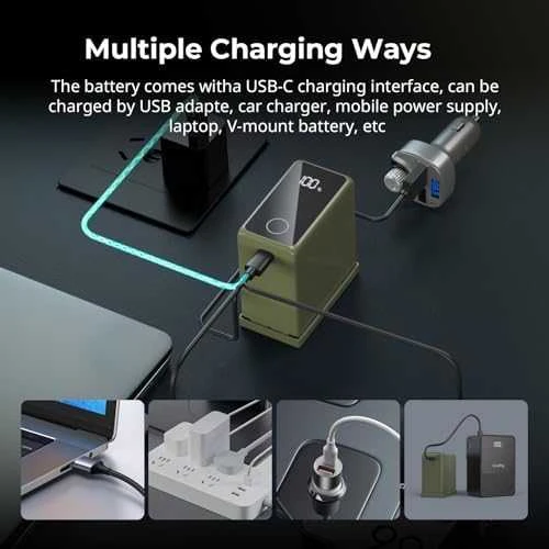 SmallRig 4577 NP-F970 USB-C Rechargeable Camera Baterija (Žalias)