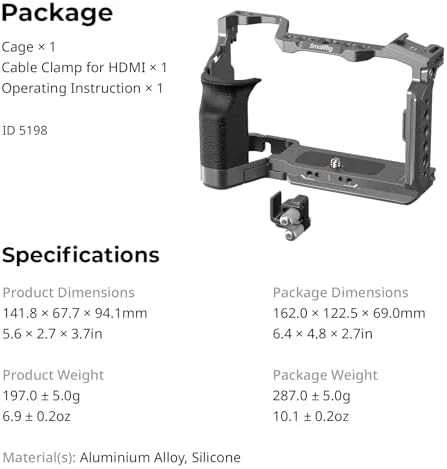 SmallRig 5198 HawkLock Quick Release Cage Kit for Sony A 7C II / 7CR