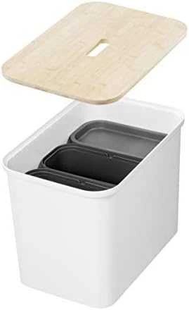 Orthex SmartStore Collect rūšiavimo rinkinys su faneros dangteliu, 76 L, baltas