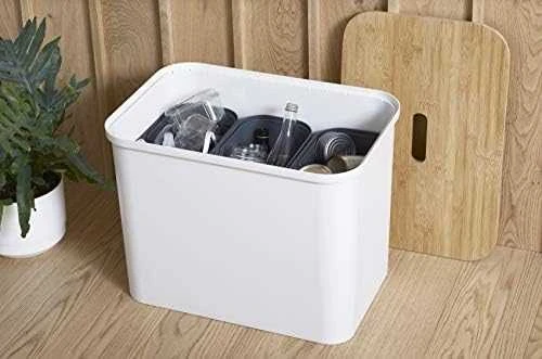 Orthex SmartStore Collect rūšiavimo rinkinys su faneros dangteliu, 76 L, baltas