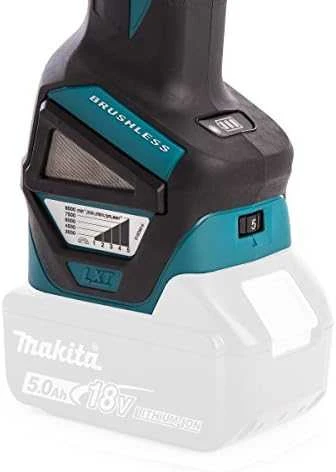 MAKITA KAMPINIS ŠLIFULĖLIS 18V‐125mm 2 x 5.0Ah LI-ION REG. BLDC lagaminas MAKPAC DGA513RTJ