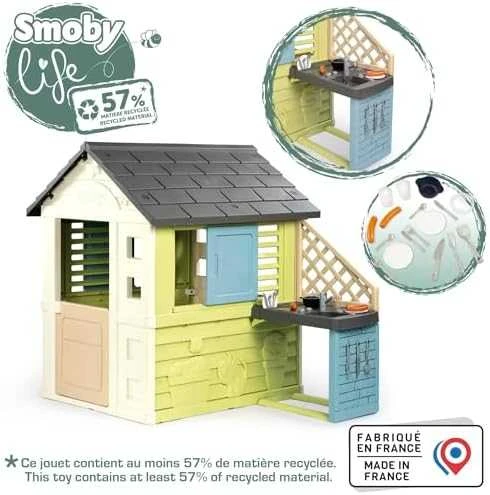 SMOBY Life lauko namelis PRETTY su virtuvėle ir 17 priedų