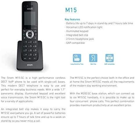Stacionarus telefonas Snom M15 SC, juodas (Pažeista pakuotė)