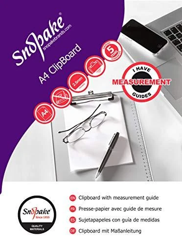 Sztuka Rodzinna Snopake 15788 - Portablocco metallico formato A4, con clip resistente e guide di misurazione, colore: Argento metallizzato