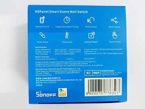 Sonoff NSPanel išmanusis WiFi sieninis jungiklis su LED valdymo skydeliu termostatu ir jungiklio funkcijomis