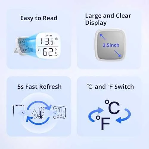 Sonoff SNZB-02D Zigbee 3.0 temperatūros ir drėgmės sensorius su LCD ekranu