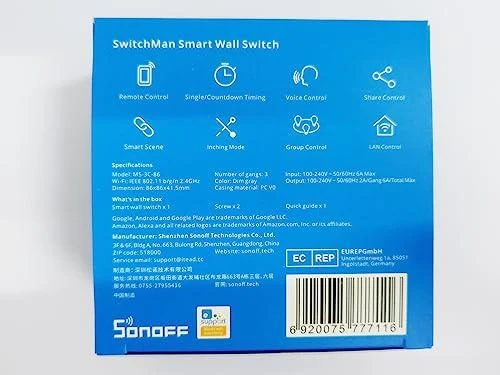 Sonoff SwitchMan M5 Wifi 3 klavišų jungiklis 86mm pločio M5-3C-86