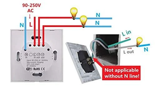 Išmanusis jungiklis WiFi + RF 433 Sonoff T1 EU TX - 2 kanalai