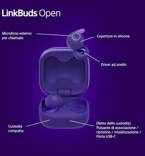 Ausinės Sony LinkBuds Open, Violetinės spalvos