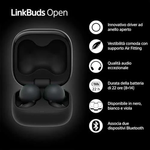 Ausinės Sony LinkBuds Open, Juodos spalvos
